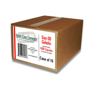 Size 00 - Gelatin Capsules quantity 1000 x 10 Case Price