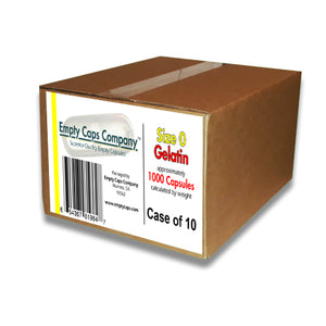 Size 0 - Gelatin Capsules quantity 1000 x 10 Case Price