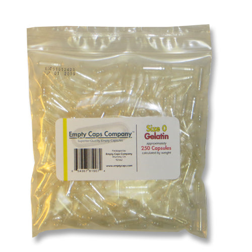 Size 0 - Gelatin Capsules quantity 250