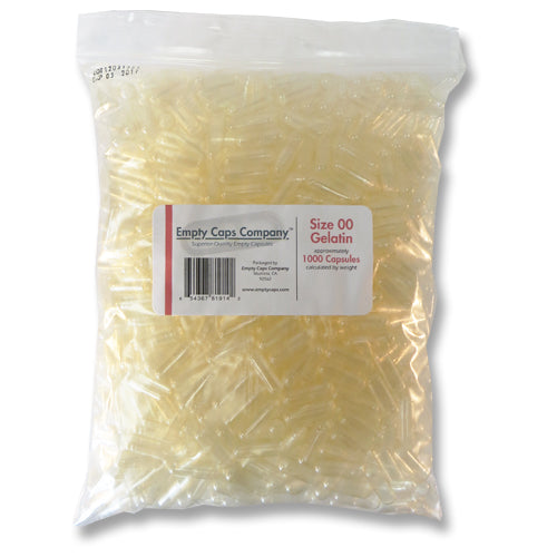 Size 00 Gelatin Capsules quantity 1000 Empty Caps Company
