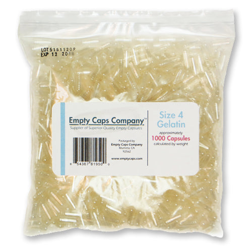 Size 4 - Gelatin Capsules quantity 1000